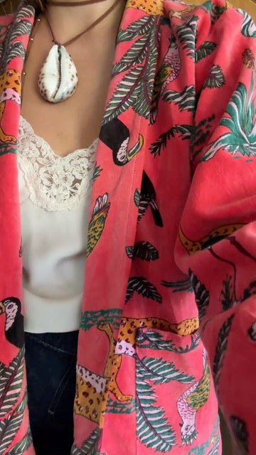 Chaqueta velvet fucsia