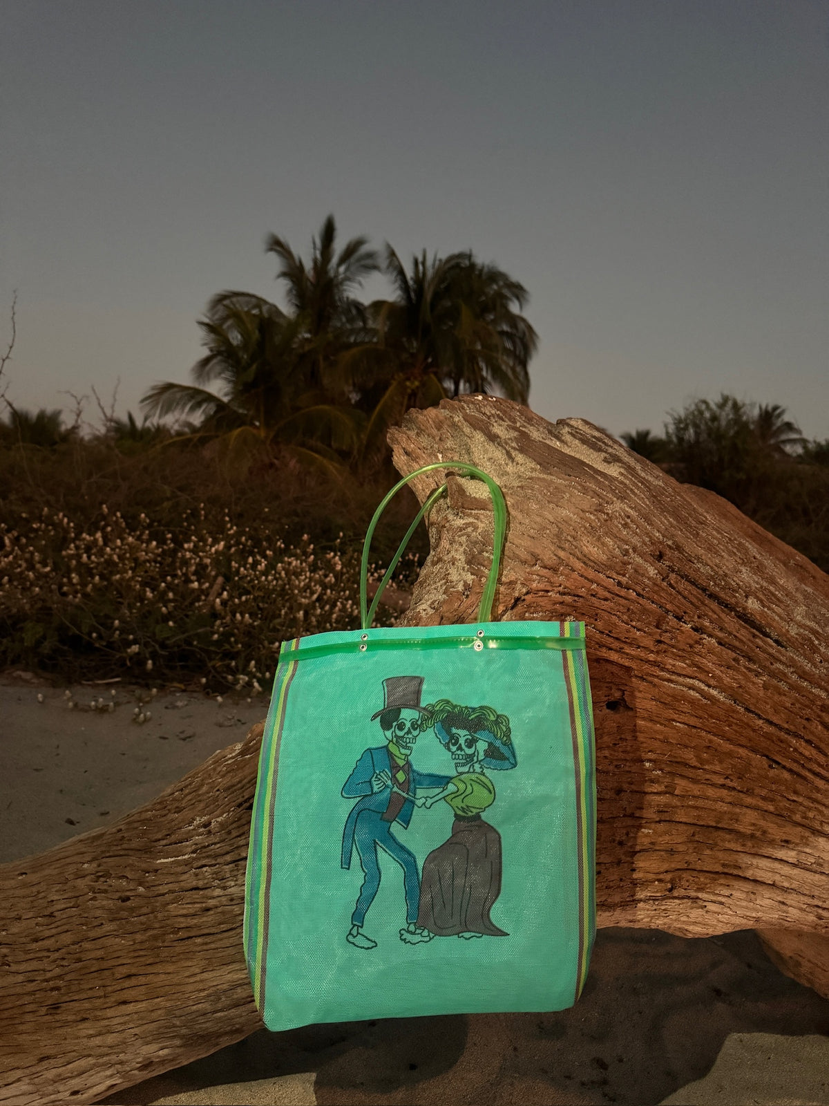Bolsa Malla Calavera Celeste