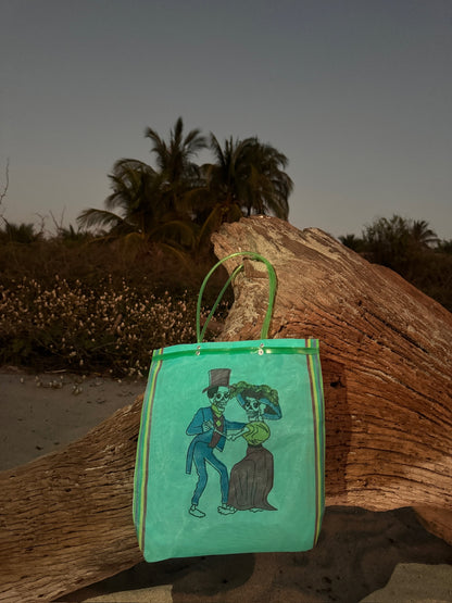 Bolsa Malla Calavera Celeste