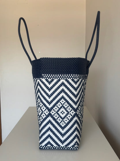 Cartera Asa Corta Azul y Blanco