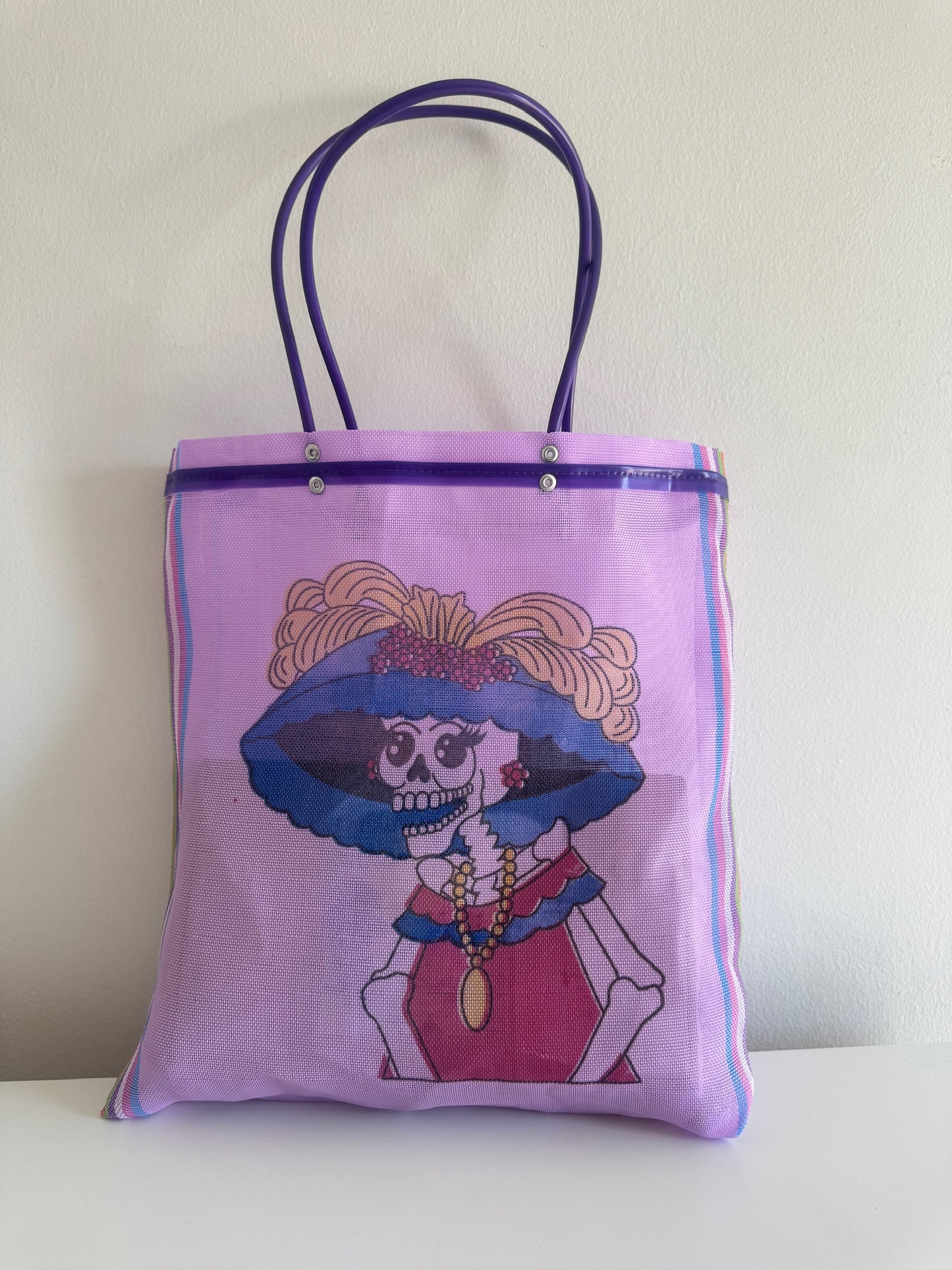 Bolsa Malla Calavera Morada