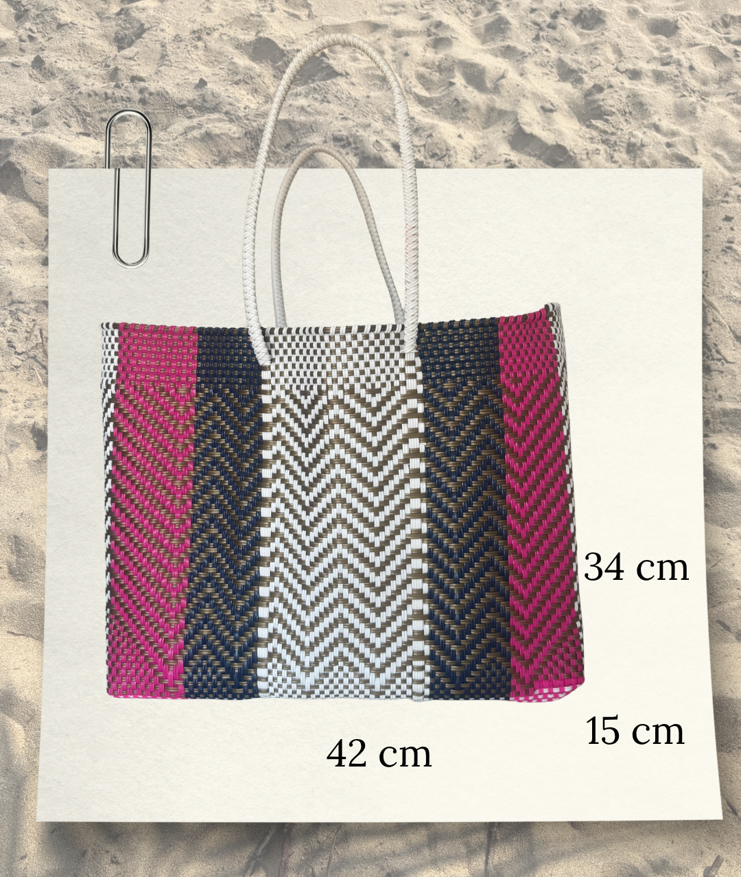 Cartera Asa Corta Azul y Fucsia