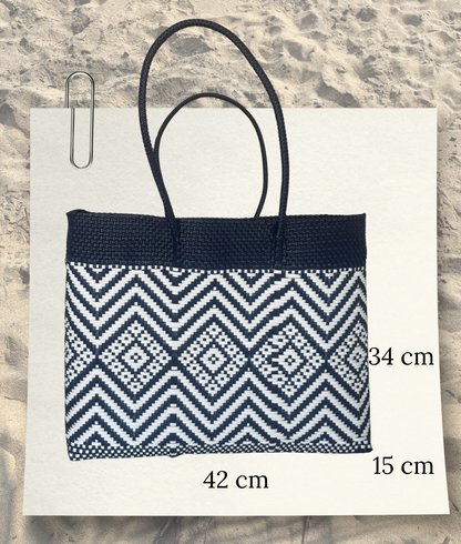Cartera Asa Corta Azul y Blanco