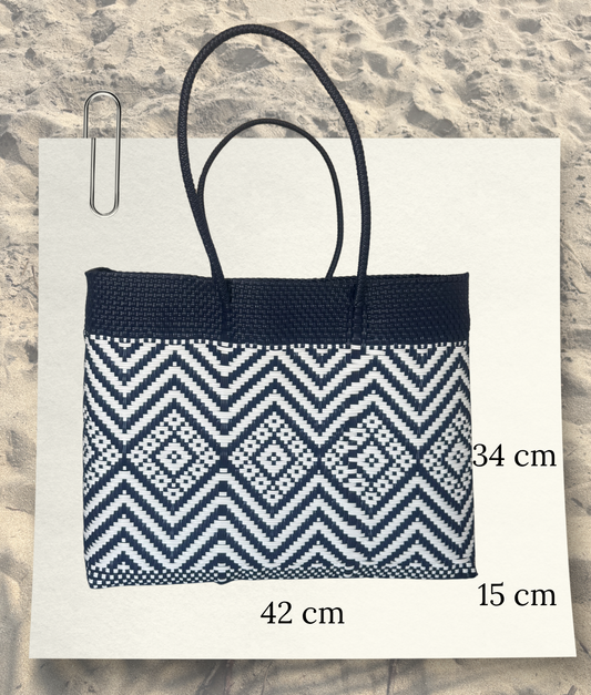 Cartera Asa Corta Azul y Blanco